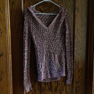 Women's V-Neck Knit Sweater - Purple